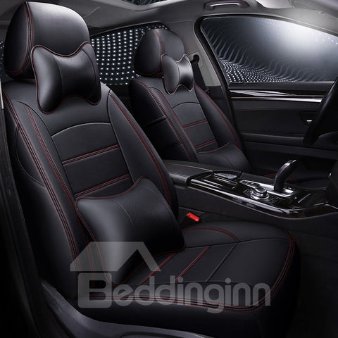 Simple Style Solid Color Design PU Leather Material 360° Full Encirclement Compatible Airbag ONE CAR ONE VERSION Custom Fit Seat Covers