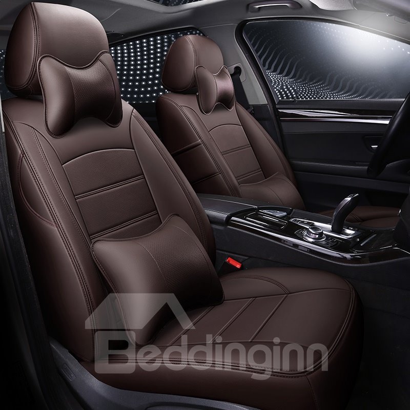 Simple Style Solid Color Design PU Leather Material 360° Full Encirclement Compatible Airbag ONE CAR ONE VERSION Custom Fit Seat Covers