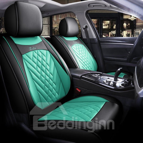 Full Set Car Seat Covers For Front and Rear Row 5 Seats Wear Resistant Leather Material Stereoscopic Design Comfortable And Wrinkle Resistant Universal Auto Car Seat Covers Fit Most Sedan SUV Truck（ Ford Mustang and Chevrolet Camaro are Not Suitable）