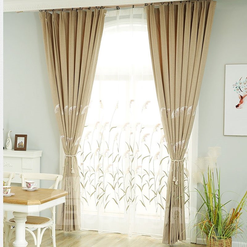 Cortinas transparentes personalizadas de organza con clase para sala de estar, estilo moderno europeo, con patrón de cañas 