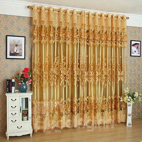 Luxury Golden Custom Black Out Curtains 2 Panel Set 84 Inches Wide and 84 Inches Long Thick Silky Soft Touch Polyester Never Fading Cracking Peeling or Flaking