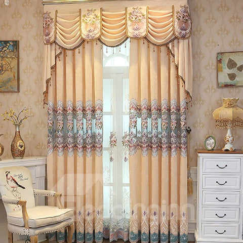 European Elegant Hollowed-out Embroidered Thick Chenille Custom Grommet Curtains