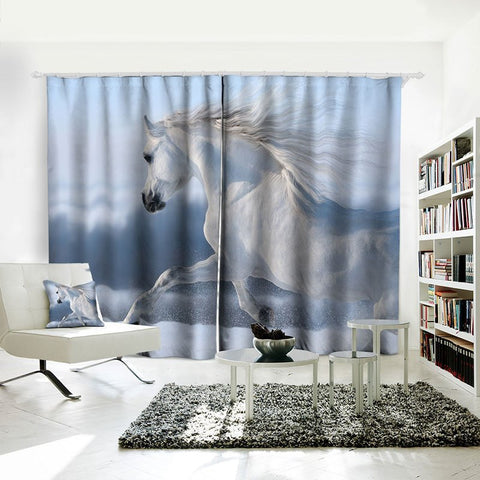 Cortinas de caballo blanco con estampado 3D de guepardo para ventanas, paneles de cortinas con estampado 3D, animales y paisajes para sala de estar, dormitorio, cortinas de ventana, juego de 2 paneles, decoración del hogar