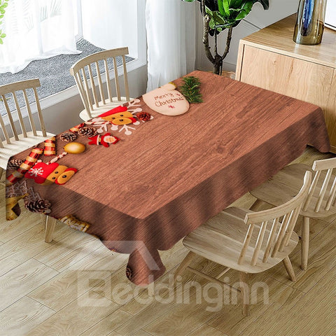 Plain Color Funny Simple Christmas Theme Patterns Stain-Resistant Durable Unfading 3D Tablecloth
