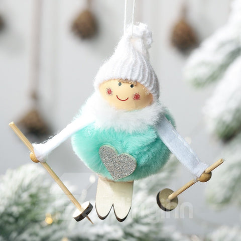 Flauschiger Schneepuppen-Anhänger, kreativer Weihnachtsbaumschmuck 