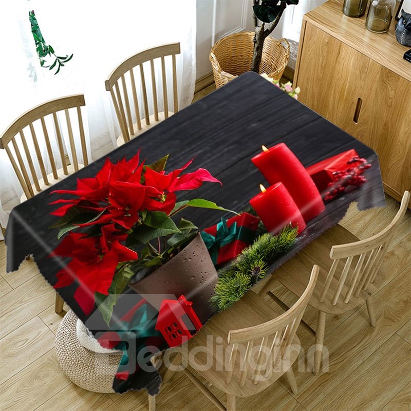 3D Tablecloth Merry Christmas Galloping Santa Claus Pattern Waterproof Cloth Thicken Rectangular And Wedding Table Cloth
