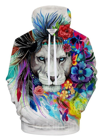 Novelty 3D Animal Print Pullover Soft Hoodies Pullover Hooded Sweatshirts