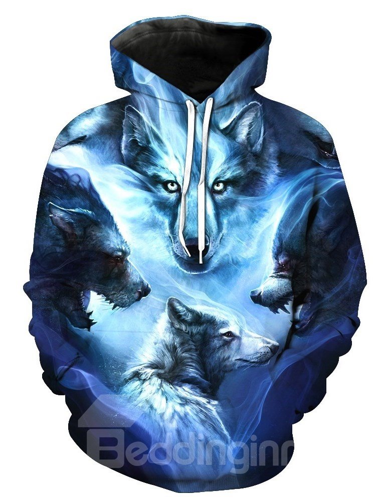 3D Realistic Hoodies Pullover Sweatshirt Hip Hop Hoody Outerwear with Front Pocket