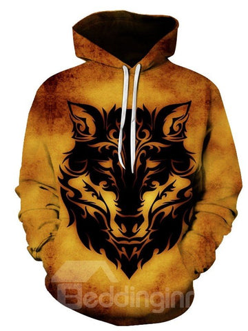 Casual 3D Lion Print Soft and Warm Pullover Hoodies Sweatshirt Sweaters