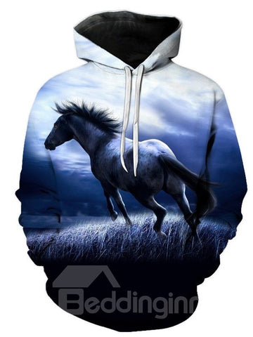 Horse Pattern Hoodie Novelty Funny Graphic 3D Printed Sweatshirt for Men Women