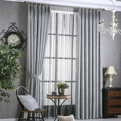 Cortinas opacas decorativas europeas de estilo moderno y sencillo con ojales para sala de estar y dormitorio 