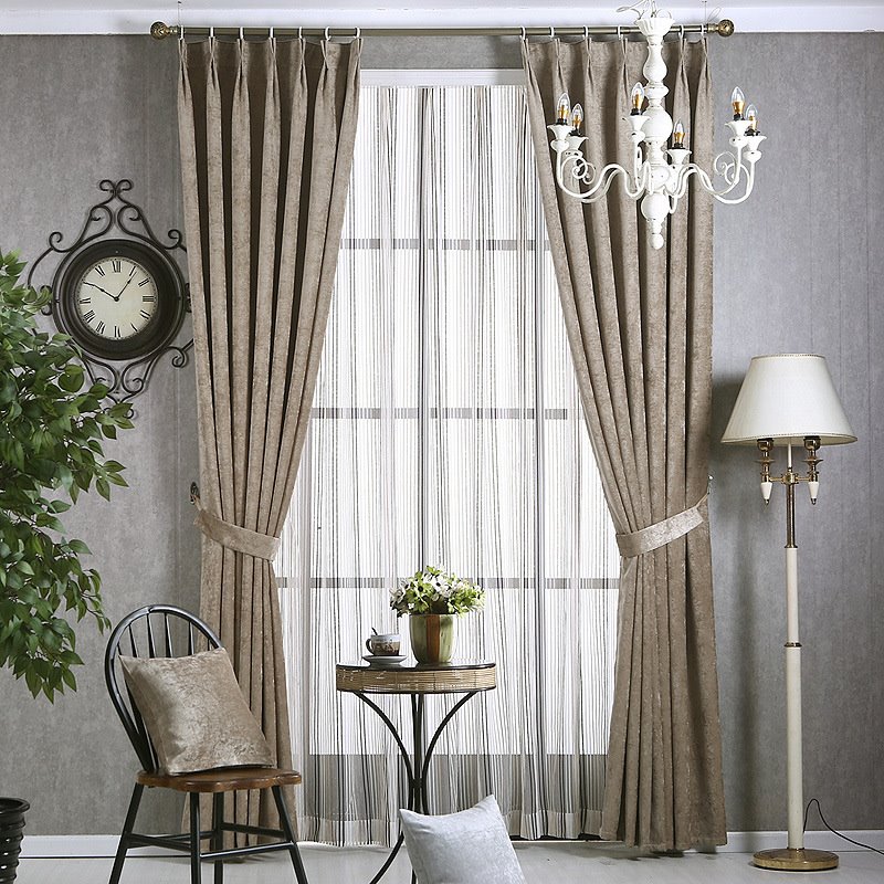 Modern Simple Style European Decorative Blackout Grommet Curtains for Living Room Bedroom