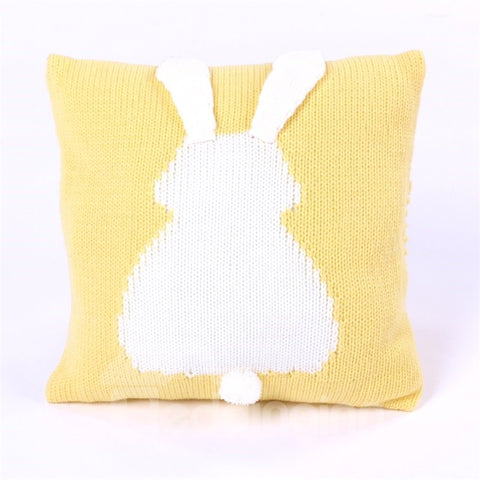 13.8*13.8in Simple Rabbit Knit Acrylic Fibers 5 Color Kids Soft Throw Pillow