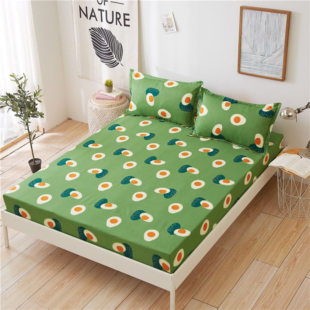 Spannbettlaken mit grünem Avocado-Muster, einteilig, lichtecht, atmungsaktiv, weicher Polyester-Bettbezug, Matratzenbezug 