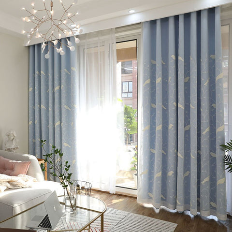 Conjuntos de cortinas con bordado de pájaros modernos, cortina opaca transparente y con forro para decoración de sala de estar y dormitorio, sin pelusas, sin decoloración, sin forro 