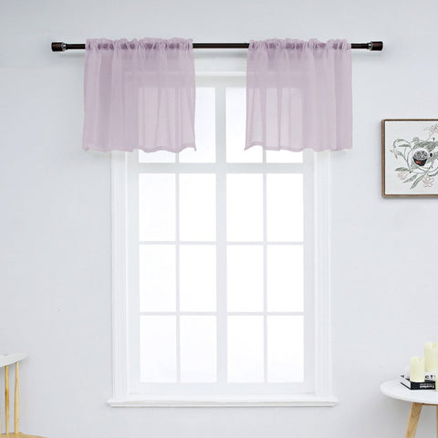 Modern Simple Solid Color Window Valance 1 Pc Sheer Voile Valance for Kitchens Bathrooms Basements & More