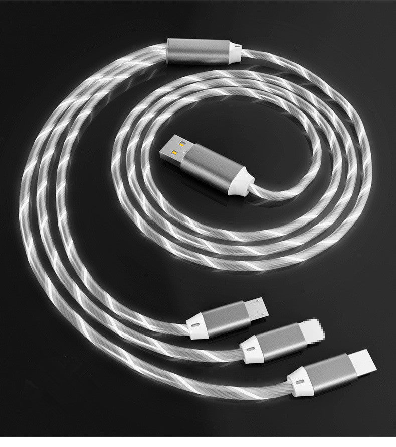 Three-in-one synchronous new LED data cable