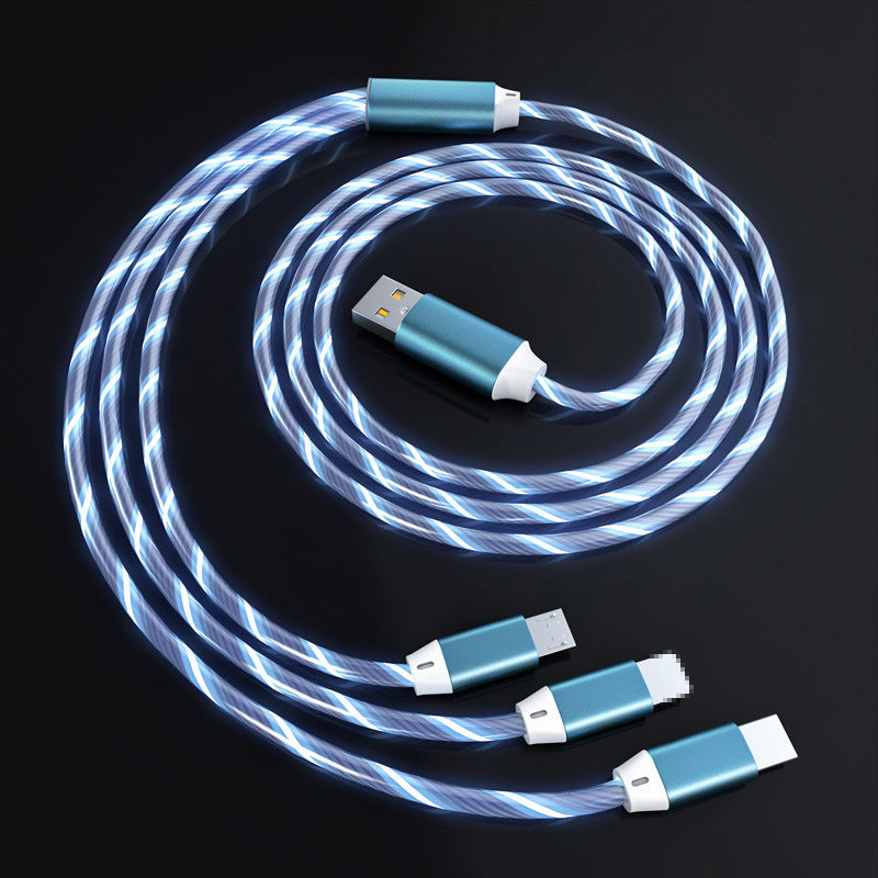 Three-in-one synchronous new LED data cable