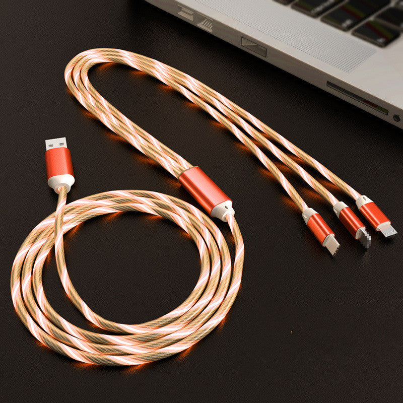 Three-in-one synchronous new LED data cable