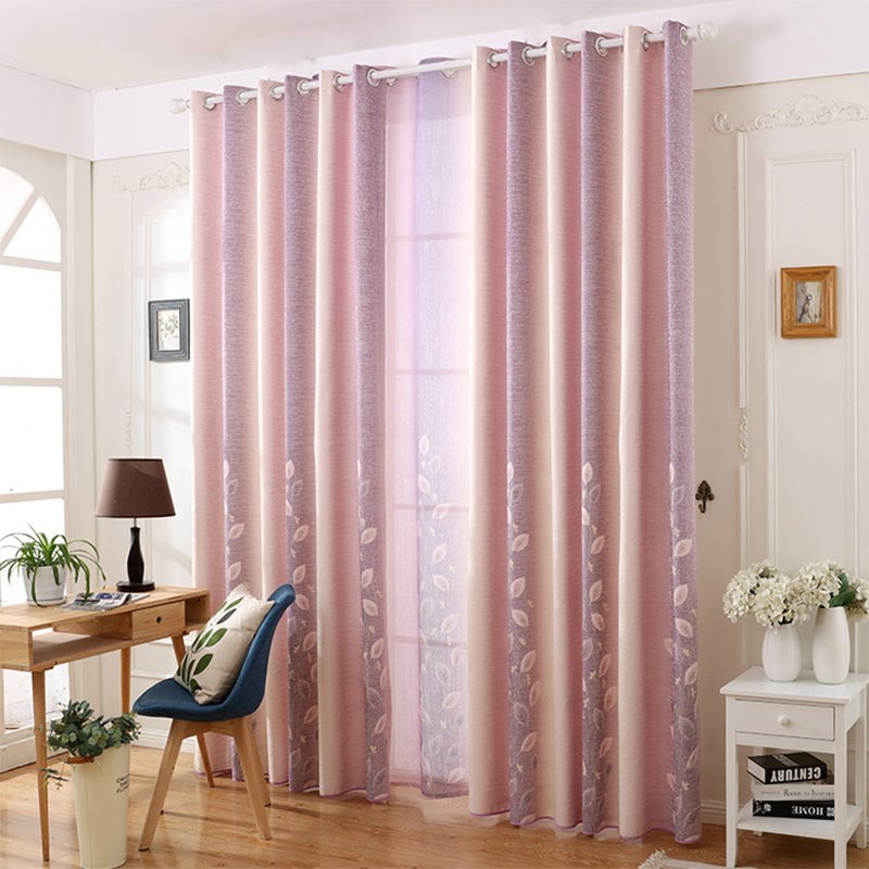 Cortinas opacas de lino rosa con patrón de hojas, aislamiento térmico, decoración del hogar, cortinas de ventana para sala de estar, dormitorio, 2 paneles, decoración personalizada 