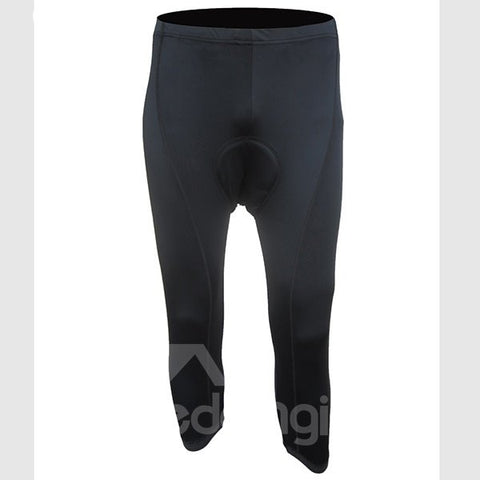 Men's Black Pure Color Pants Padded Outdoor Compression Tights