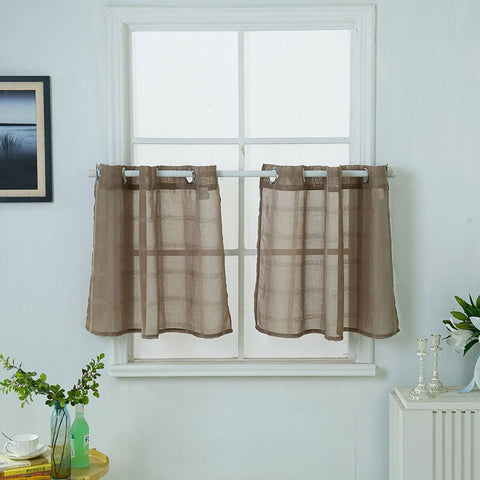 Modern Solid Color Polyester Window Valance 1Pc Sheer Voile Short Curtain for Kitchens Bathrooms Basements & More