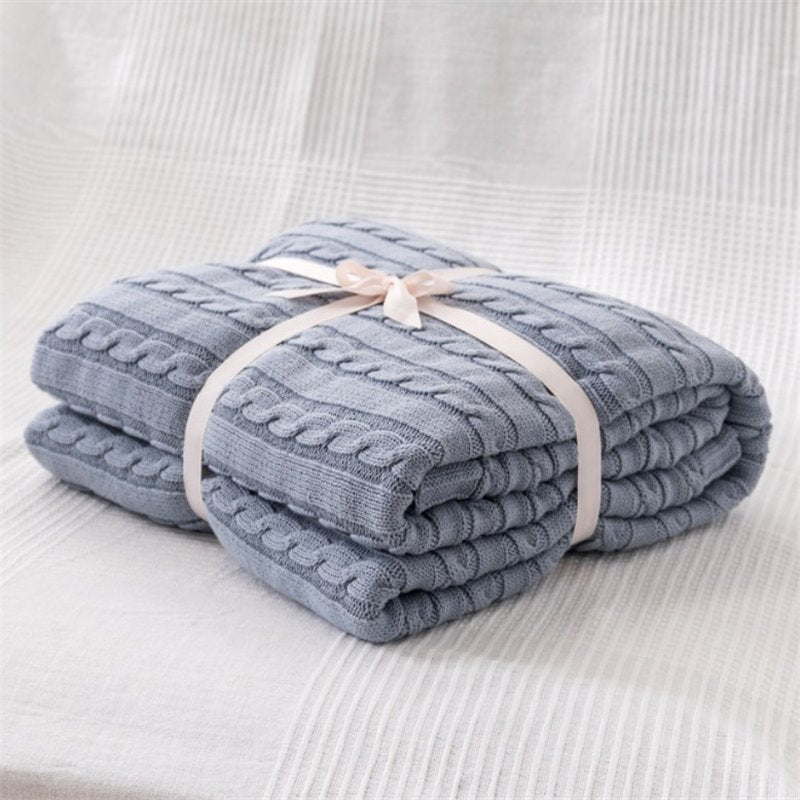 Princess Style Knit Woven Blanket Solid Pink Soft Double Layer Throw Blanket for Couch Bed Sofa Travel  All Seasons Suitable for Women Men and Kids