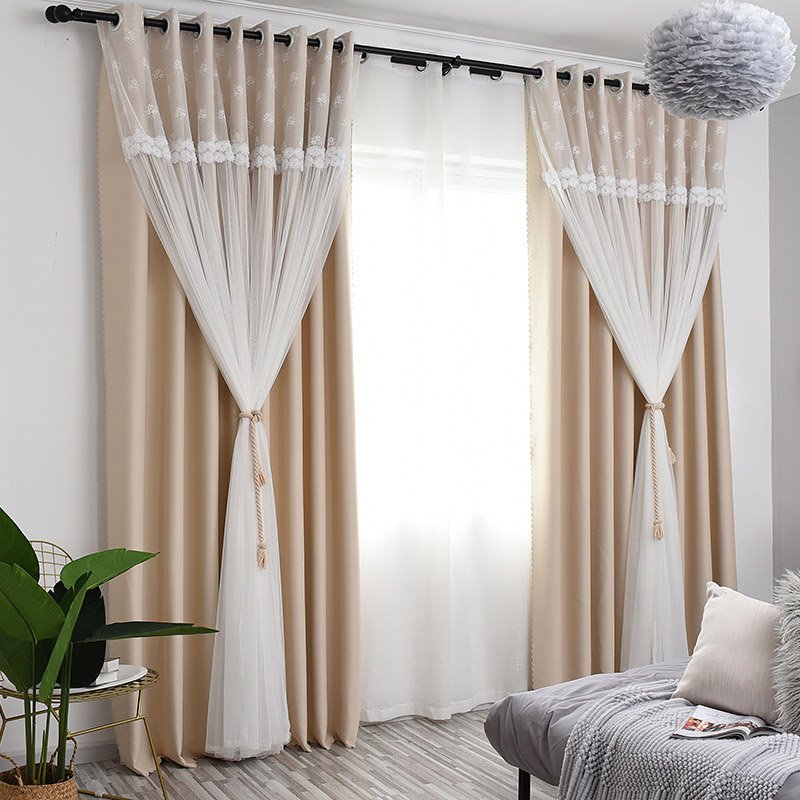 Princess Decoration Blackout Custom Curtain Sets for Living Room Bedroom Sheer and Shading Curtain