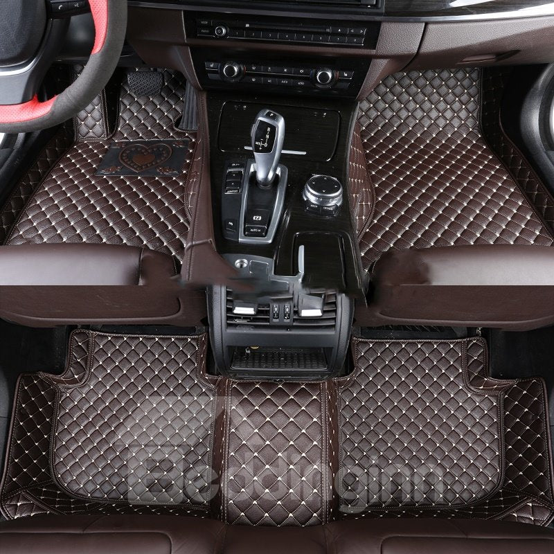 With Heart-shaped Pattern PVC Leather Waterproof Custom Fit Car Floor Mat