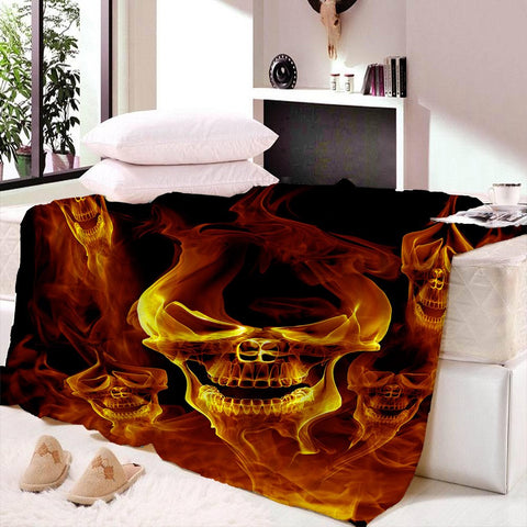 3D Print Halloween Creative Blanket Skull Pumpkin Flannel Blankets Air Conditioning Nap Fleece Blankets