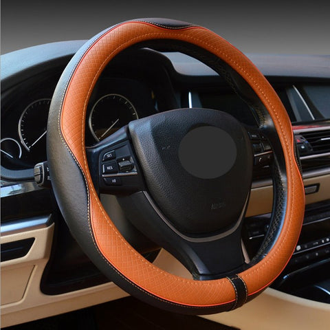 Diseño moderno, material de cuero sólido clásico y las fundas de volante más populares, adecuadas para la mayoría de los volantes redondos.