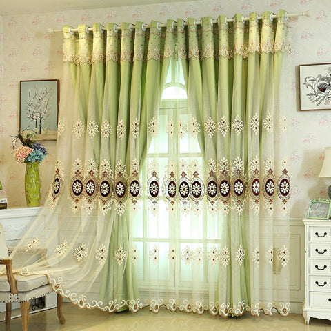 Moderne Stickerei-Blumen-Vorhang-Sets, transparenter und gefütterter Vorhang aus Polyester, Verdunkelung für Wohnzimmer, Schlafzimmer 