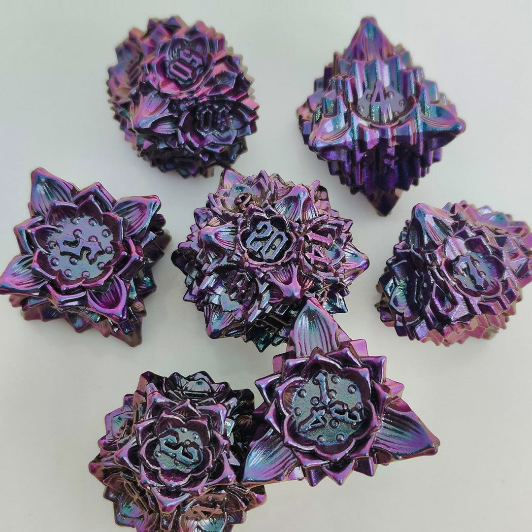 Metal Lotus Polyhedron Dice