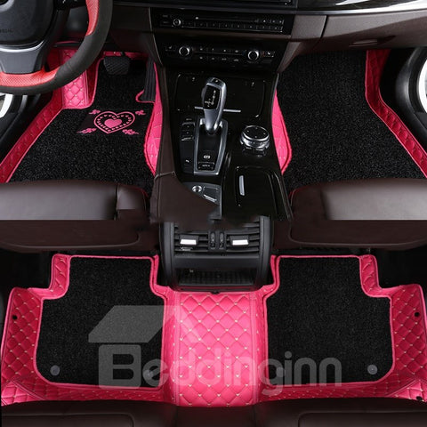 With Heart-shaped Pattern Double-deck Waterproof Custom Fit Car Floor Mat