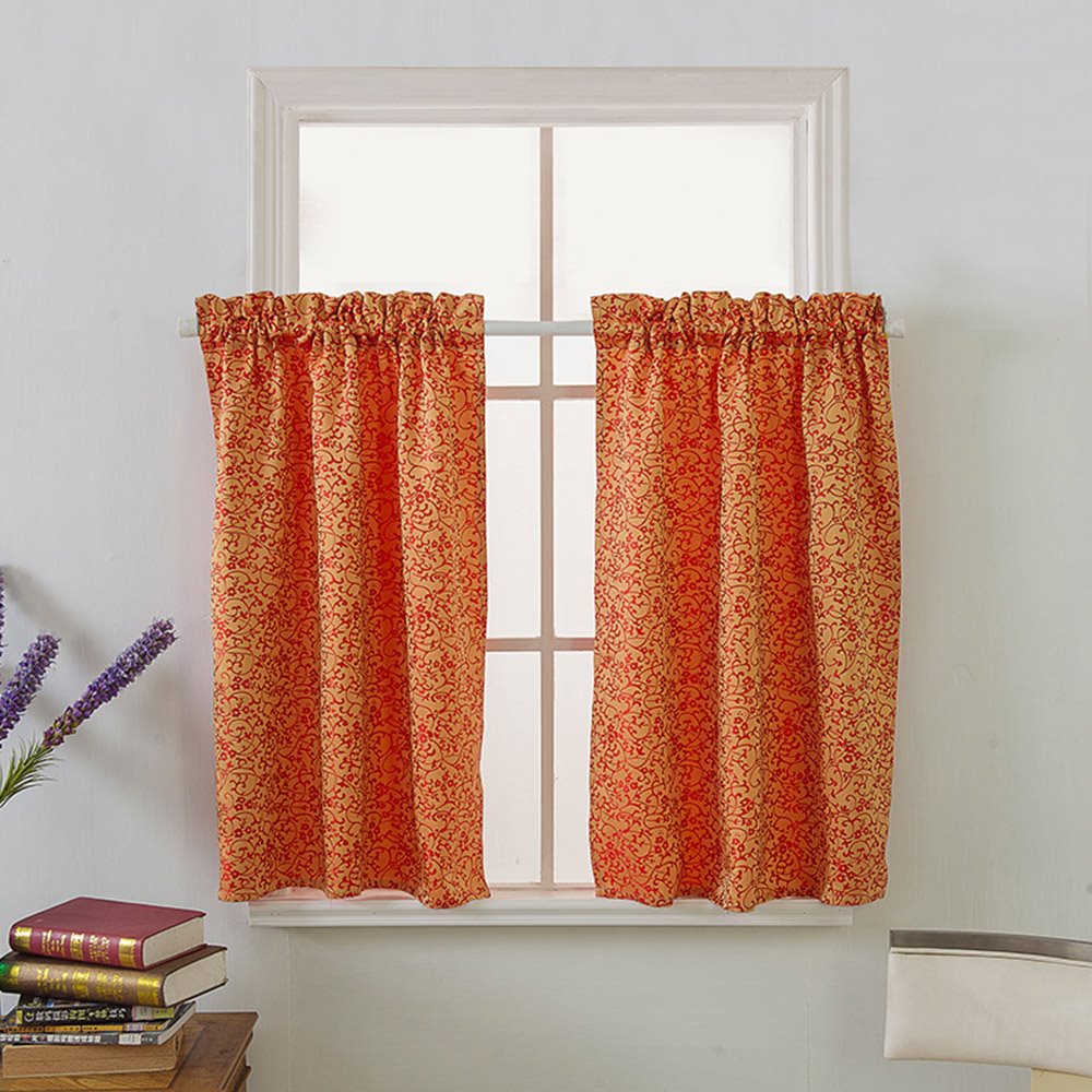 Cenefa de ventana floral de jacquard europeo Cenefa corta de poliéster para cocinas, baños, sótanos y más