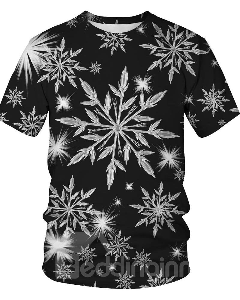 Rundhals-Polyester-Weihnachts-Unisex-3D-T-Shirt