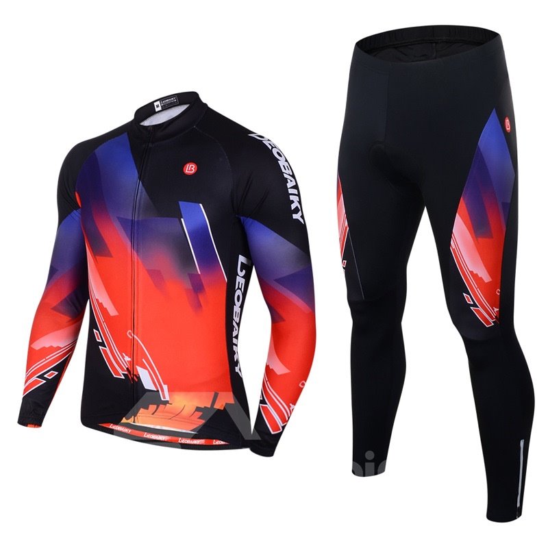 Men's Cycling Clothing Set Breathable Quick Dry Long Sleeve Jersey Glitter