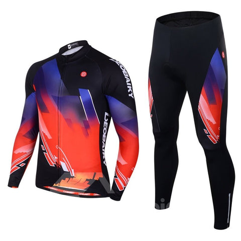 Men's Cycling Clothing Set Breathable Quick Dry Long Sleeve Jersey Glitter