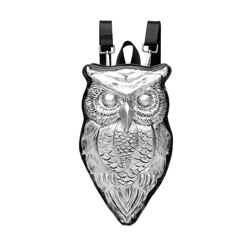 3D Owl Studded Backpack PU Leather Rucksack Shoulder Bag