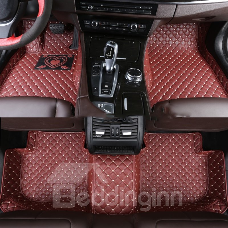 With Heart-shaped Pattern PVC Leather Waterproof Custom Fit Car Floor Mat