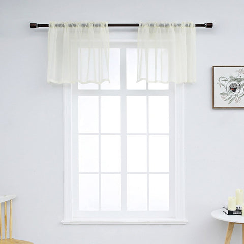 Modern Simple Solid Color Window Valance 1 Pc Sheer Voile Valance for Kitchens Bathrooms Basements & More