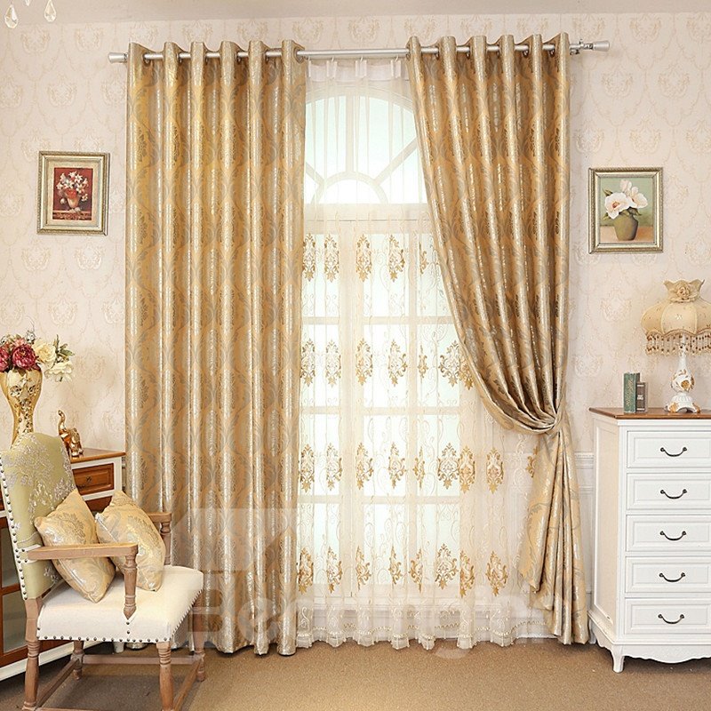 Embroidery Floral European Style 2 Colors Drapes Curtain for Room