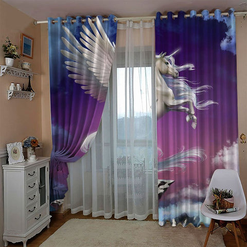 Cortinas opacas y decorativas con estampado de caballos en 3D, poliéster de sombreado grueso, sin pelusas, sin decoloración, sin forro, lavable a máquina 