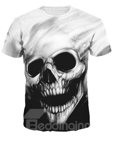 3D-T-Shirt aus Polyestermaterial mit Totenkopfmuster und mäßiger Elastizität