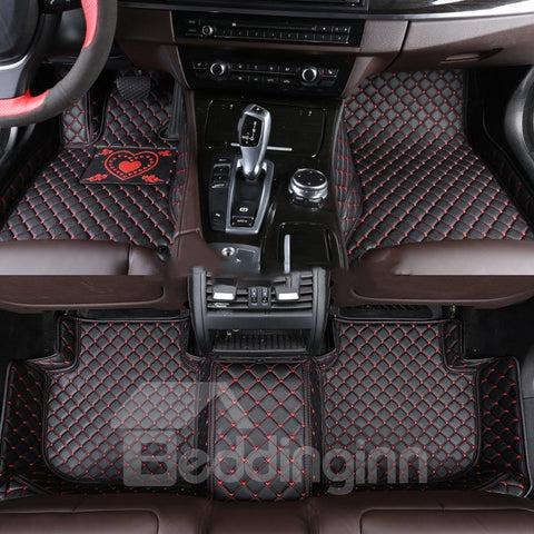 With Heart-shaped Pattern PVC Leather Waterproof Custom Fit Car Floor Mat