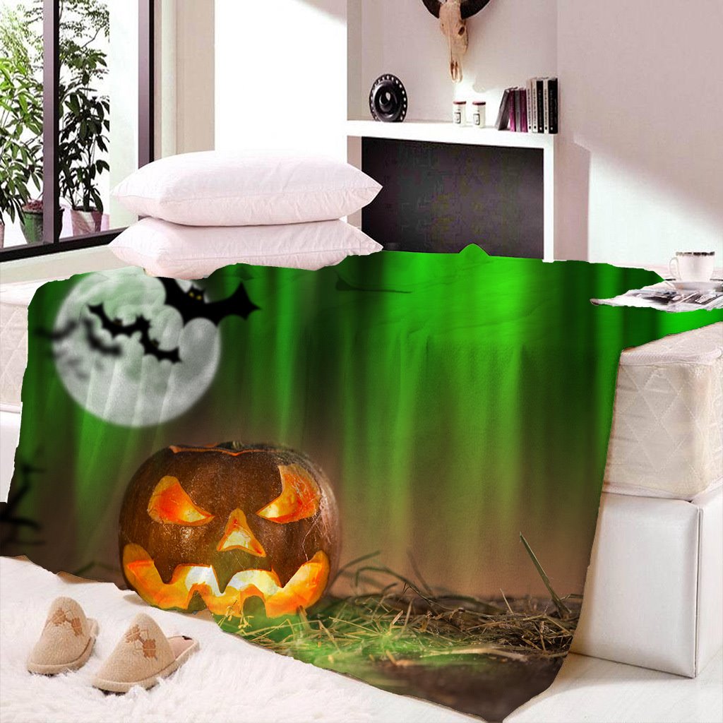 Manta creativa de Halloween con estampado 3D, mantas de franela con calavera y calabaza, mantas de lana para siesta con aire acondicionado 