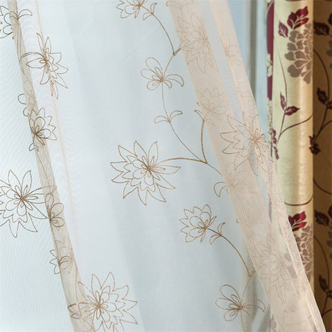 Elegant Embroidery Tulle 2 Panels Sheer Curtains For Living Room Custom Decoration Breathable Drapes