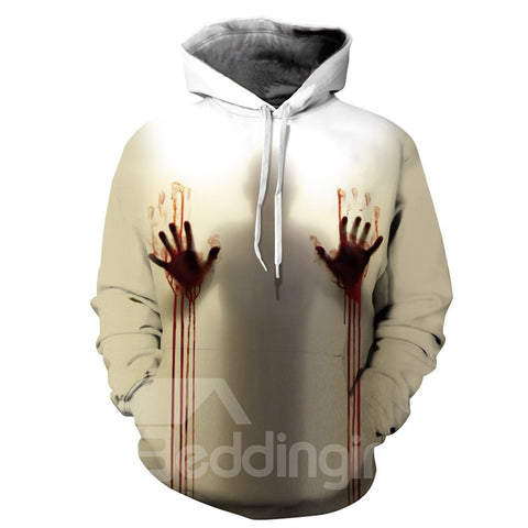 Long Sleeve Bloody Hand Pattern 3D Painted Hoodie