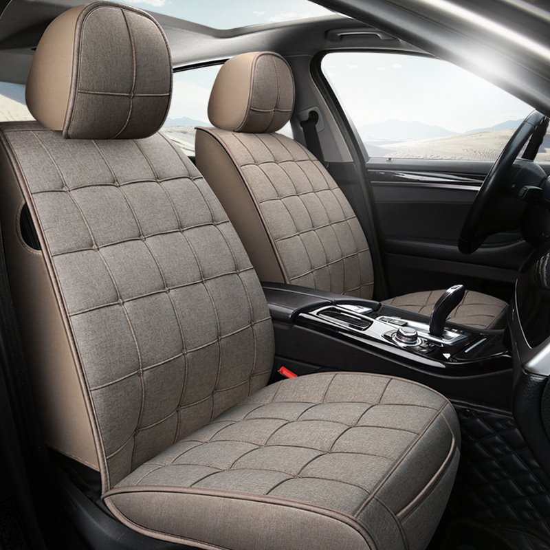 Grid Model Car Seat Covers Full Coverage Soft Wear-resistant Durable Skin-friendly Scratch-resistant Breathable Fabric Material Airbag Compatible 5-seater Universal Fit Seat Covers