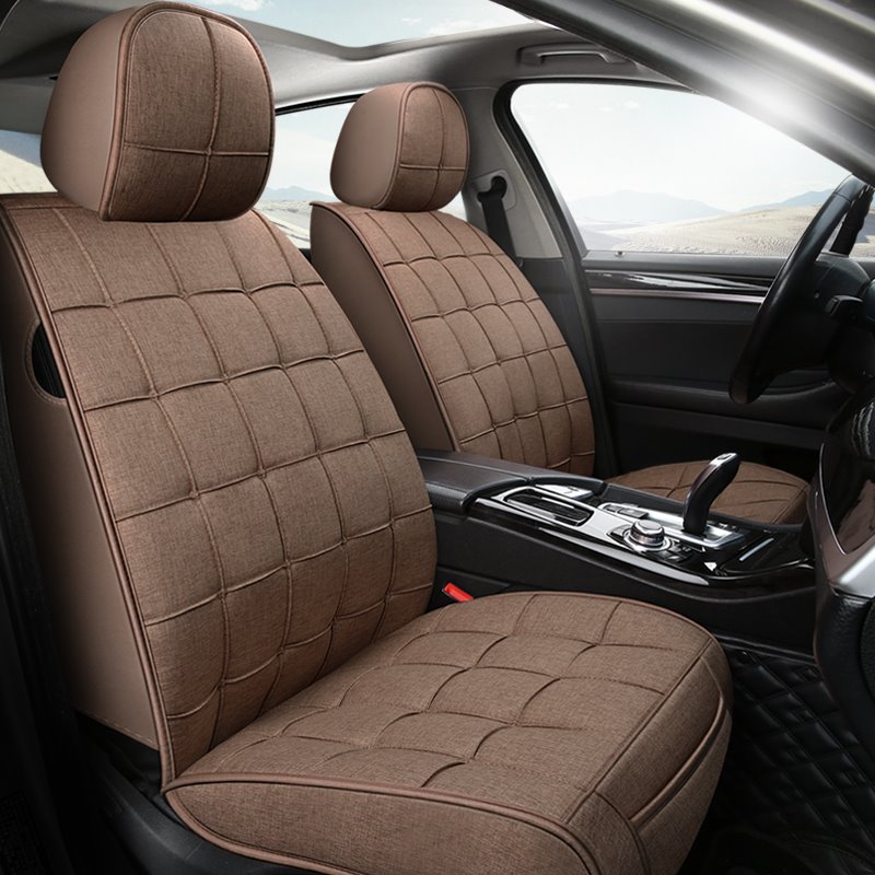 Grid Model Car Seat Covers Full Coverage Soft Wear-resistant Durable Skin-friendly Scratch-resistant Breathable Fabric Material Airbag Compatible 5-seater Universal Fit Seat Covers